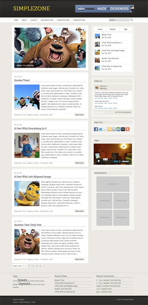 Simplezone wordpress theme